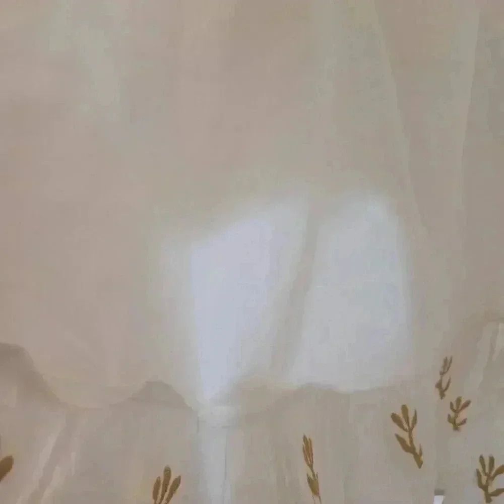 LOV Women's Off-White Cotton & Gold Floral-Embroidered Dress - Picture 13 of 15